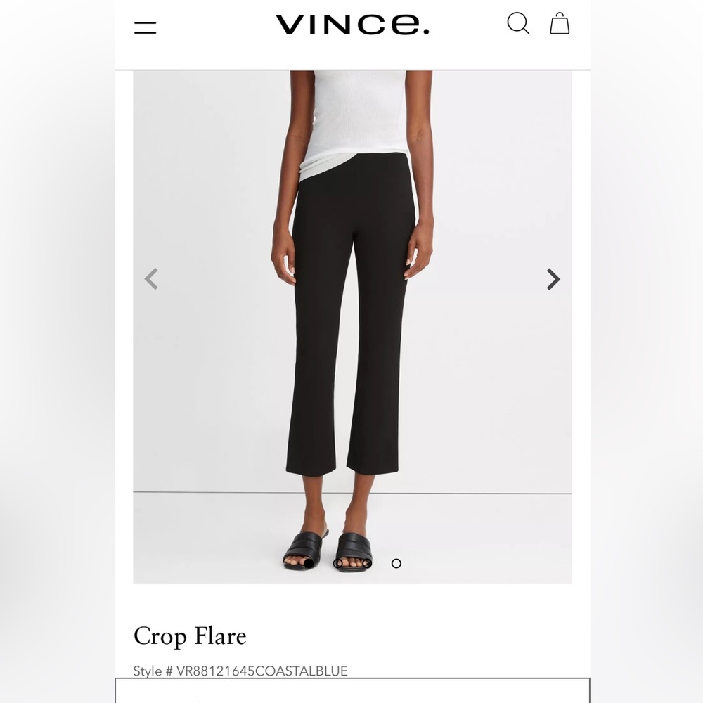 Vince crop flare black size M. New with tags